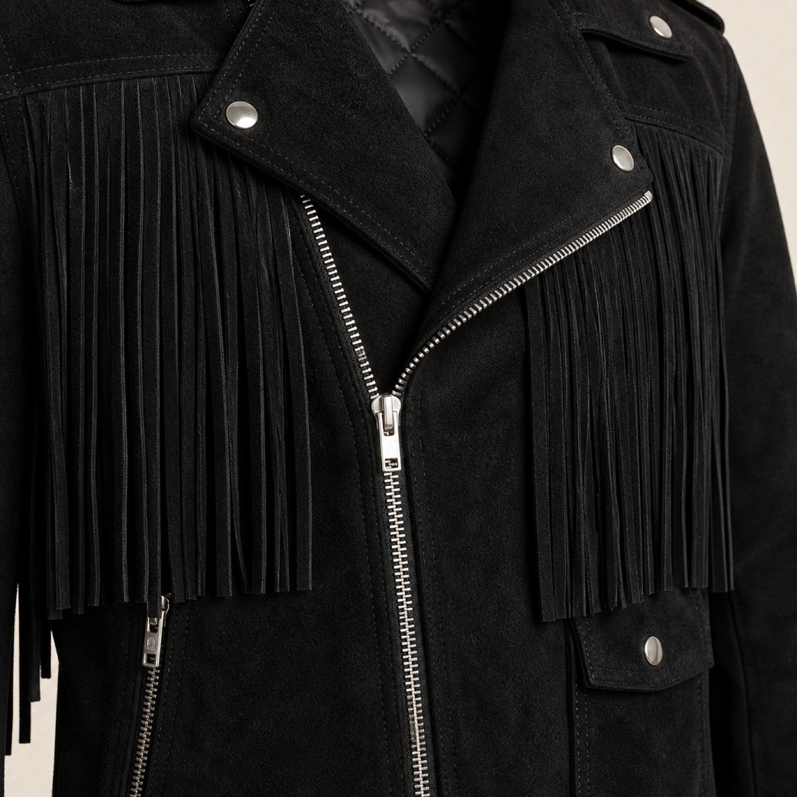 Men's Suede Fringe Biker Jacket image 5