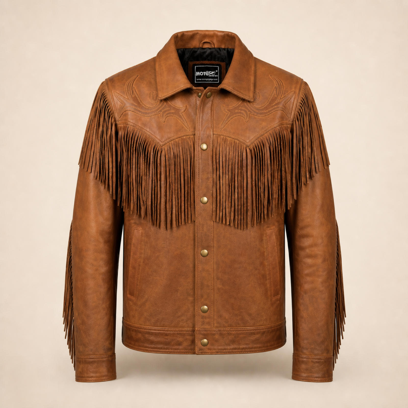 Men's Distressed Cowhide Western Fringe Jacket image 3