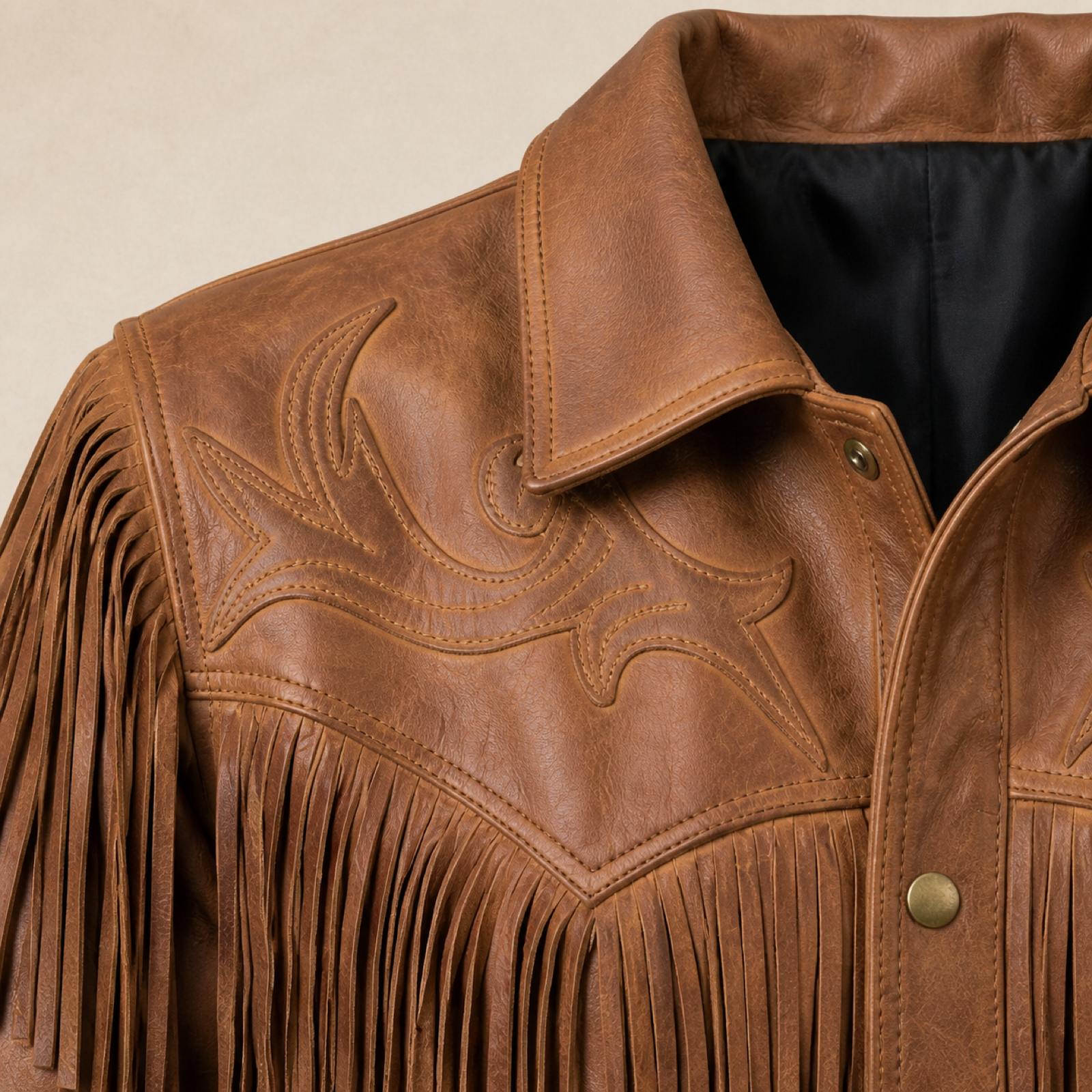 Men's Distressed Cowhide Western Fringe Jacket image 5