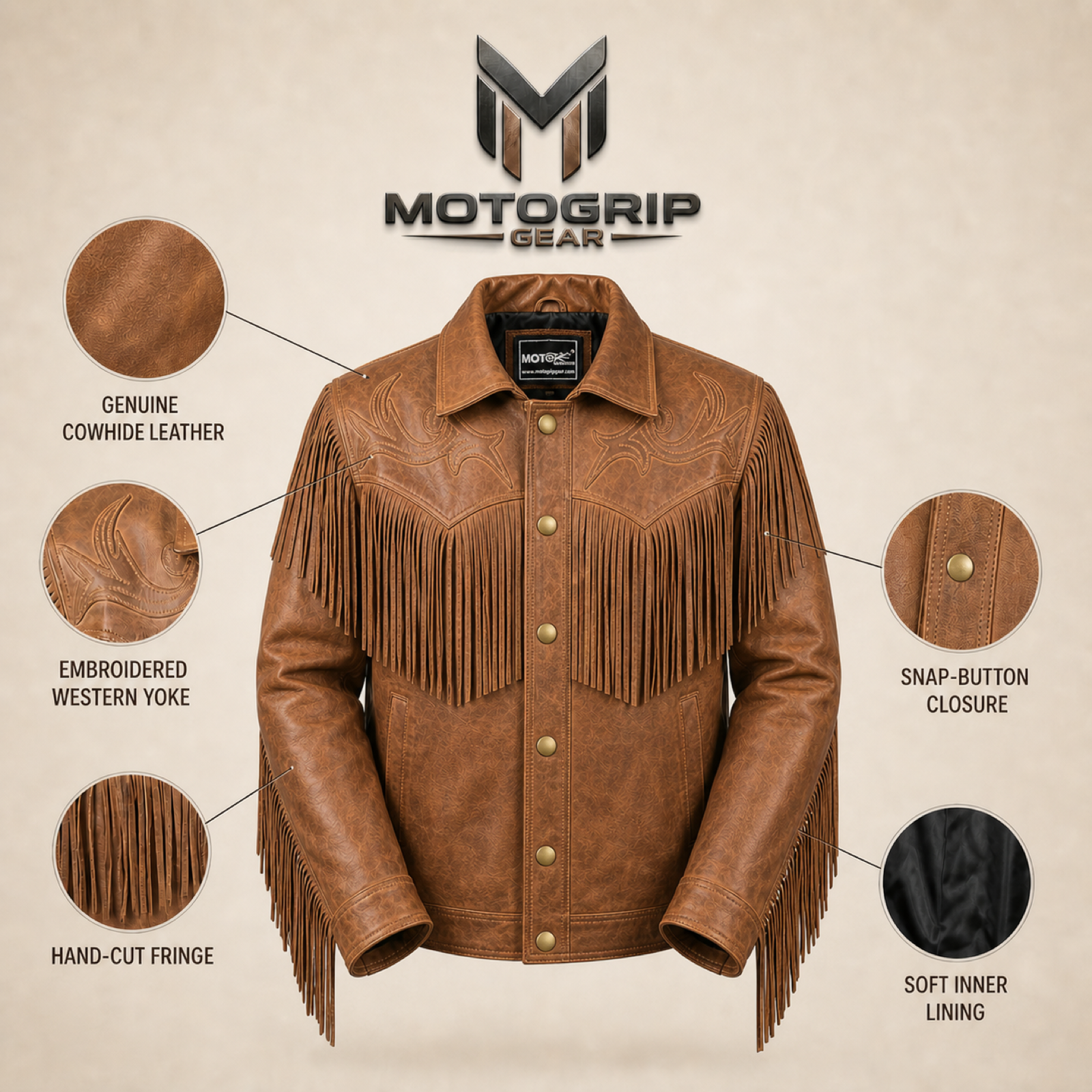 Men's Distressed Cowhide Western Fringe Jacket image 6