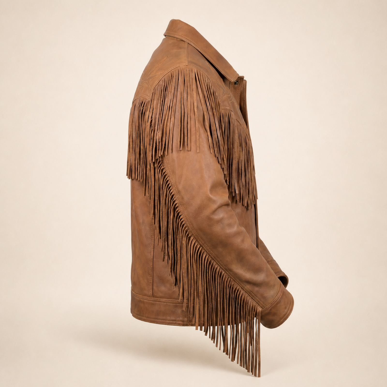 Men's Distressed Cowhide Western Fringe Jacket image 7