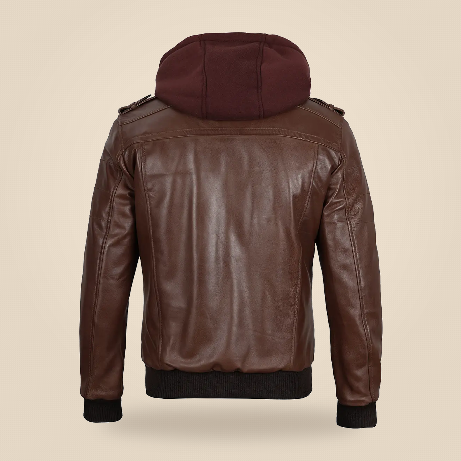 Men's Tall Dark Brown Lambskin Hooded Bomber Jacket image 4