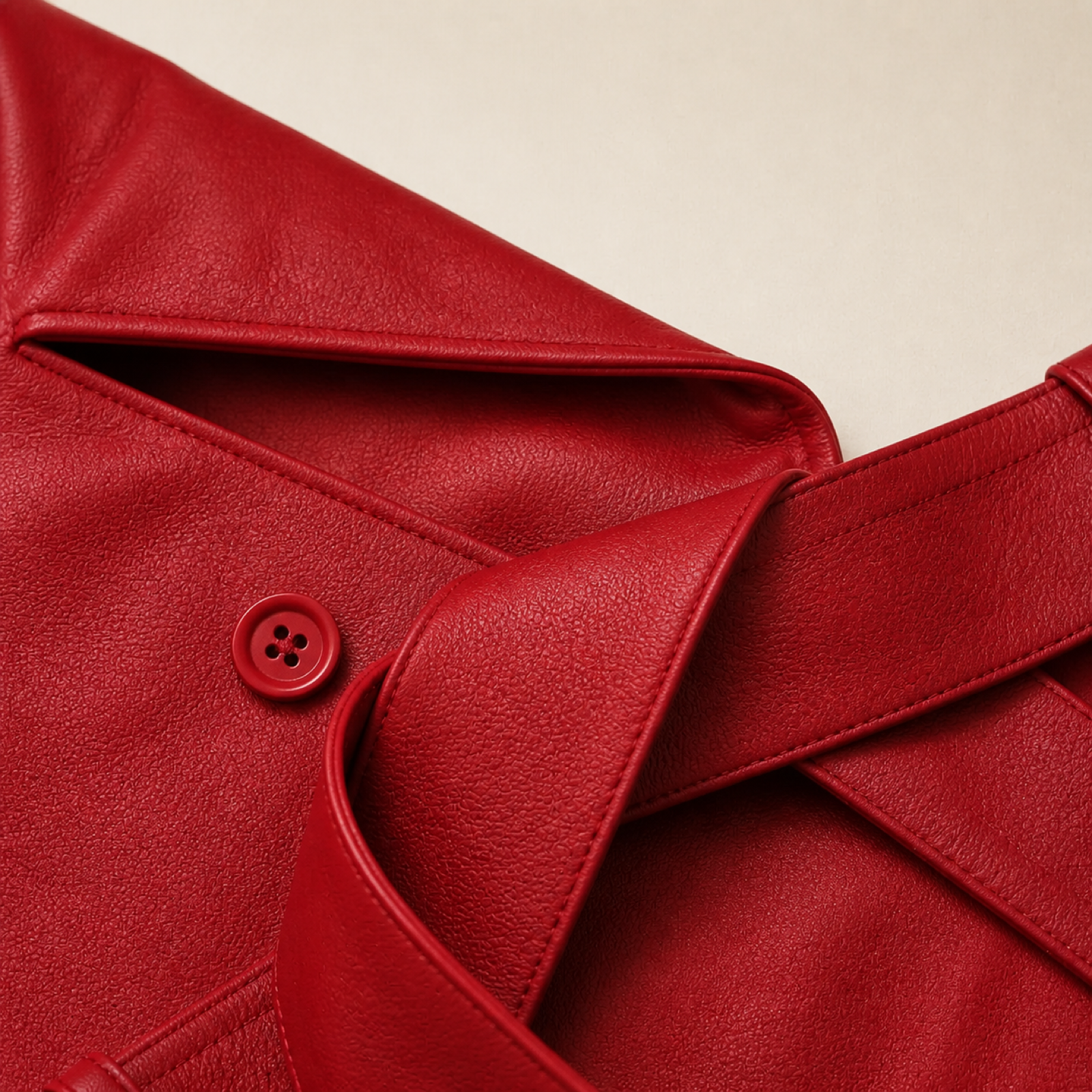 Women's Red Lambskin Cropped Trench Jacket image 5