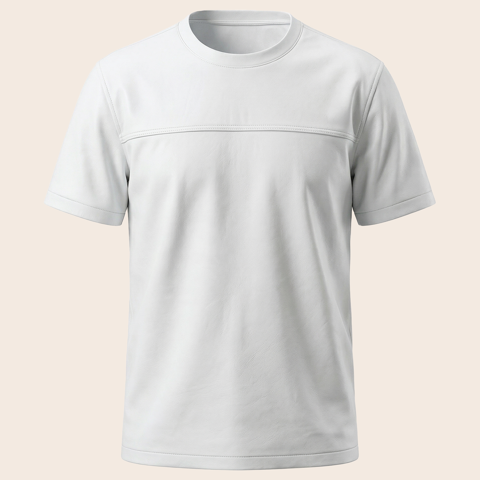 Men's Genuine Lambskin Leather Biker T-Shirt — White image 3