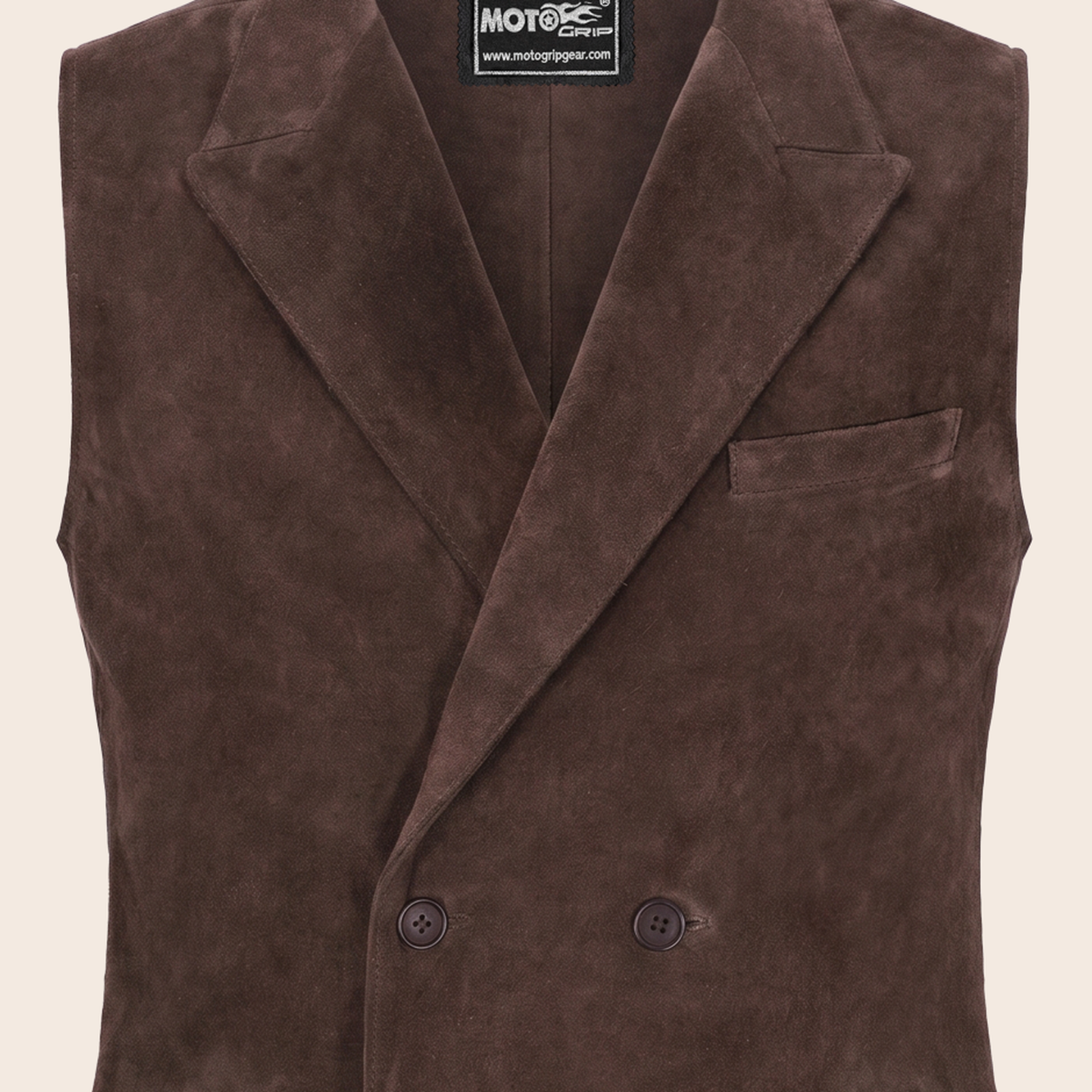 Men's Brown Suede Leather Western Cowboy Waistcoat Vest image 5