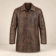 Winfield brown Napa leather coat front product view