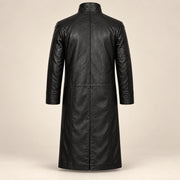 Nightwarden black Napa leather trench coat back product view