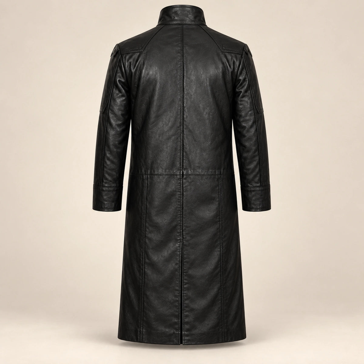 Nightwarden black Napa leather trench coat back product view