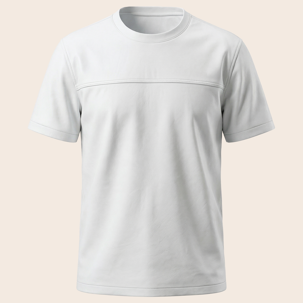 Men's Genuine Lambskin Leather Biker T-Shirt — White - product front view by MOTOGRIP GEAR