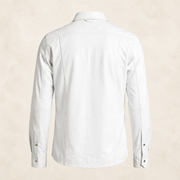 Men's White Lambskin Leather Biker Shirt - motogrip mens white lambskin leather shirt back view by MOTOGRIP GEAR