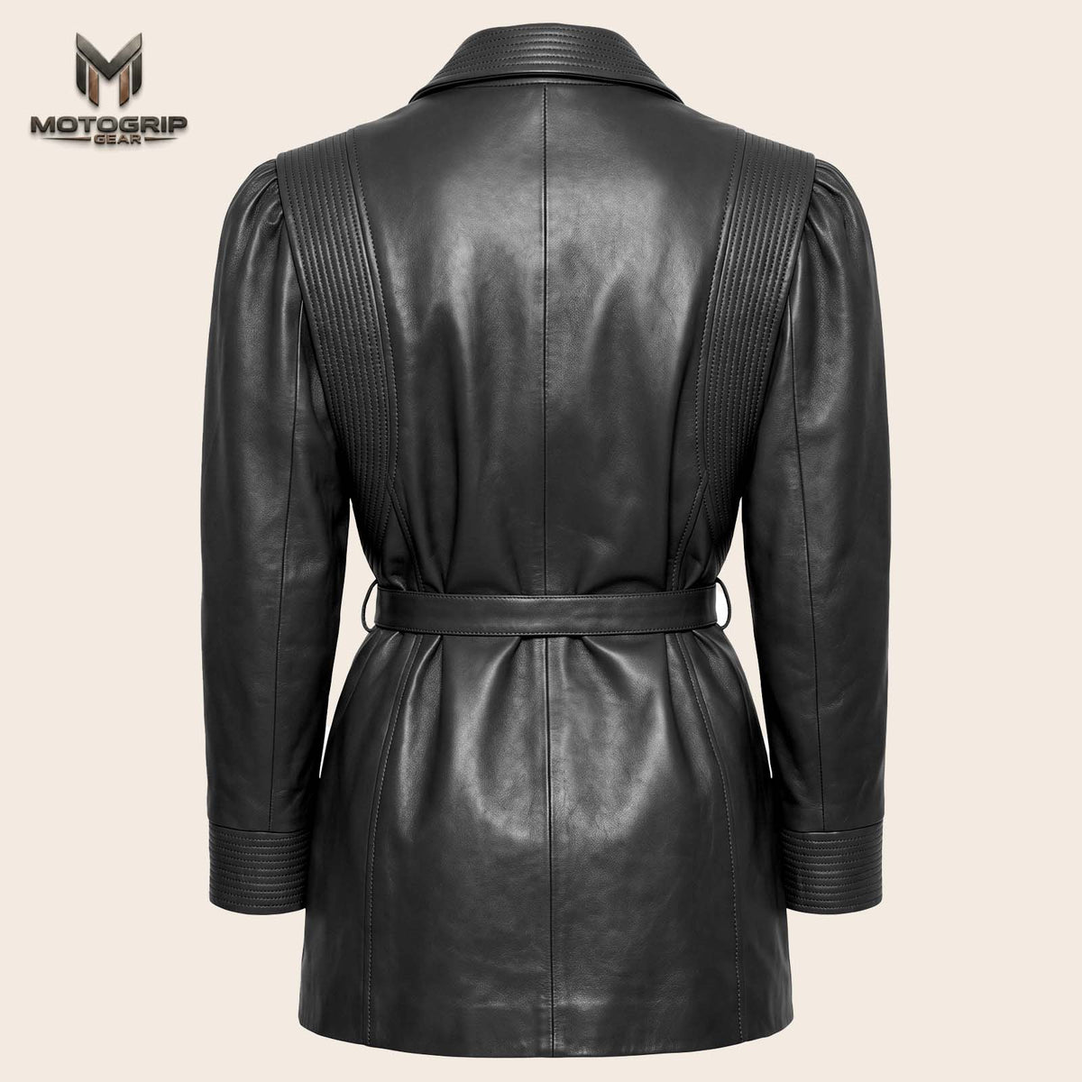 Women’s Luxury Designer Lambskin Leather Belted Jacket – Cognac Brown Statement Blazer