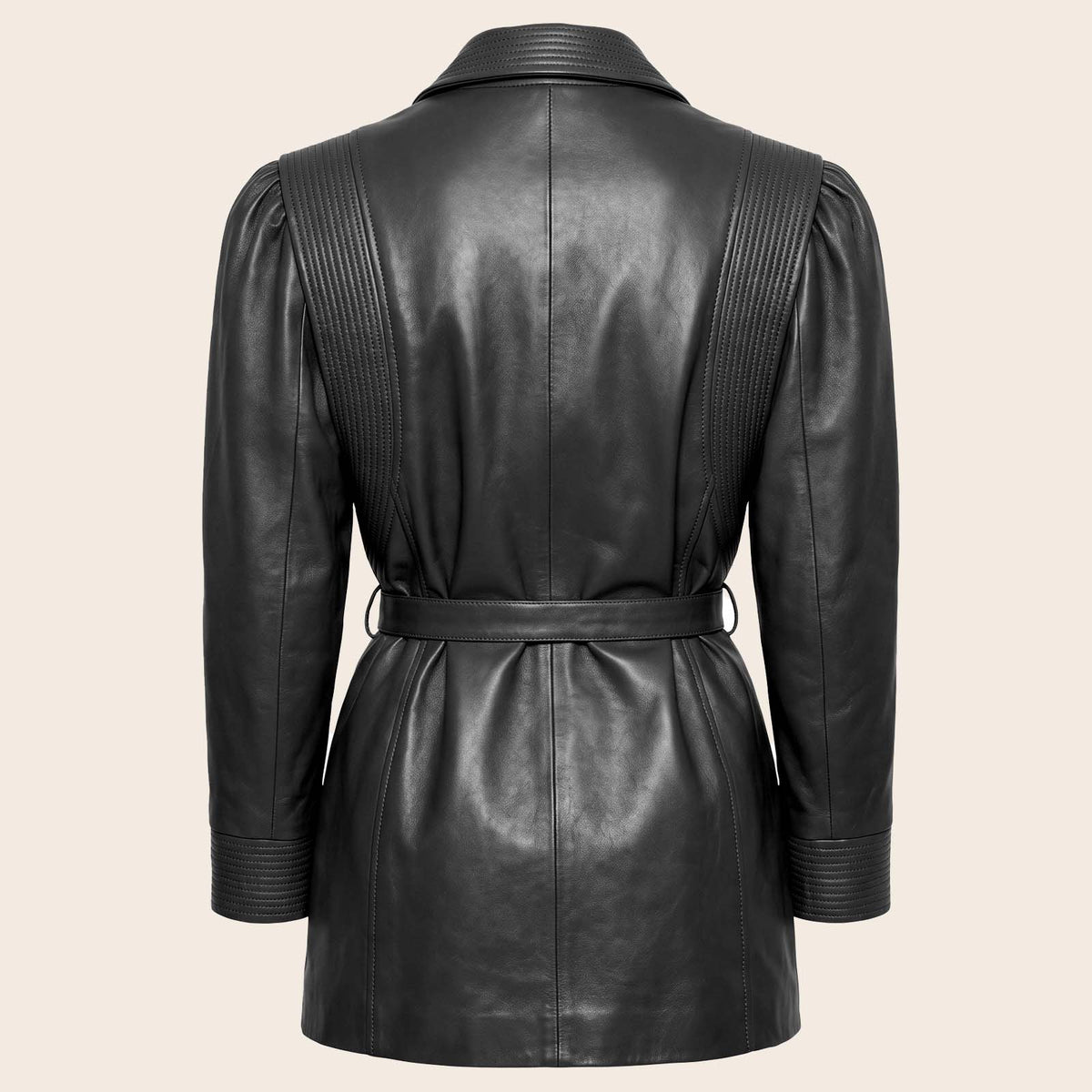 Women’s Luxury Designer Lambskin Leather Belted Jacket – Cognac Brown Statement Blazer