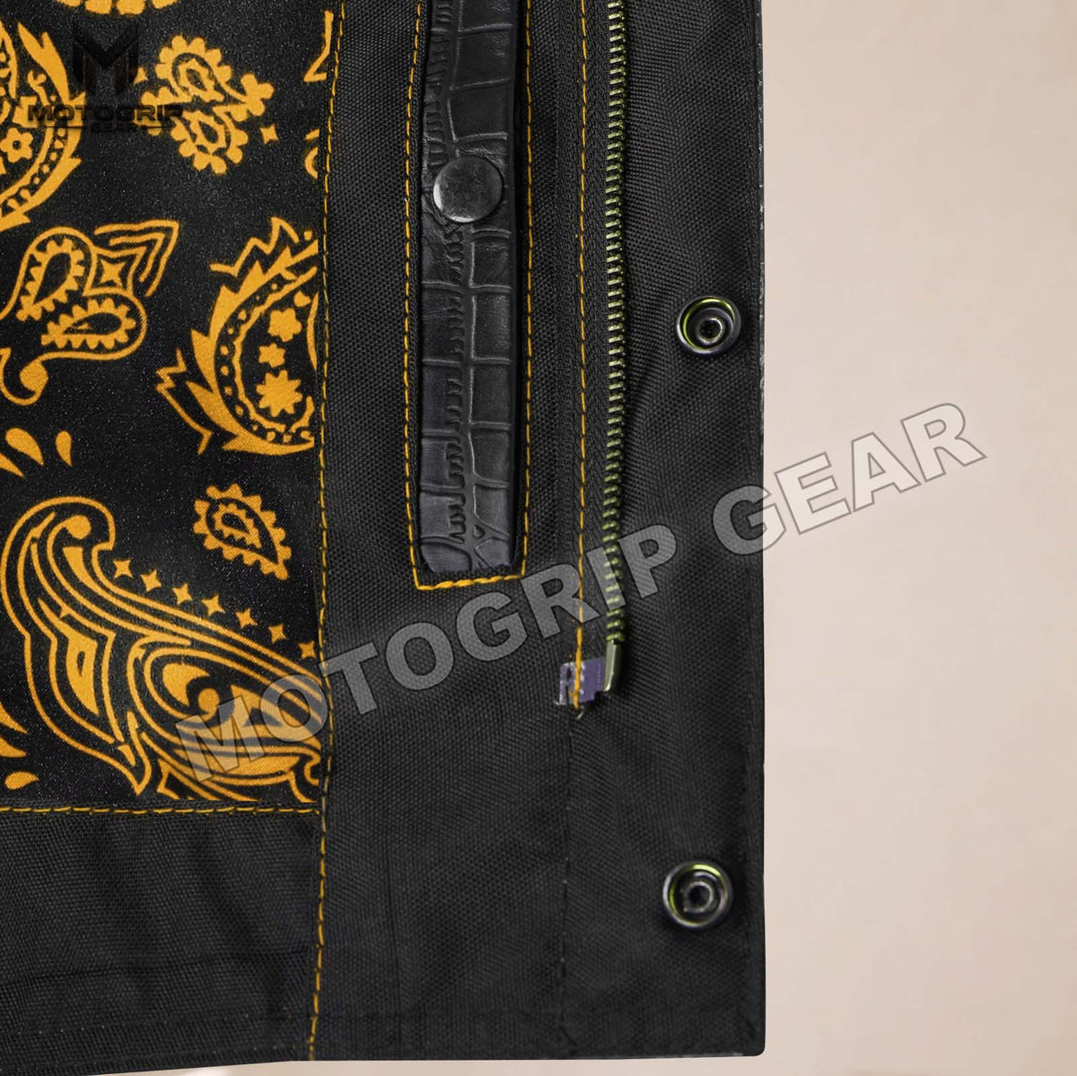 Men’s Crocodile Embossed Cowhide Leather Motorcycle Vest – Contrast Stitch Biker Club Vest