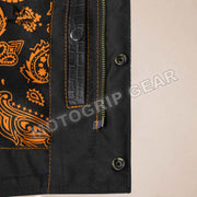 Men’s Crocodile Embossed Cowhide Leather Motorcycle Vest – Contrast Stitch Biker Club Vest