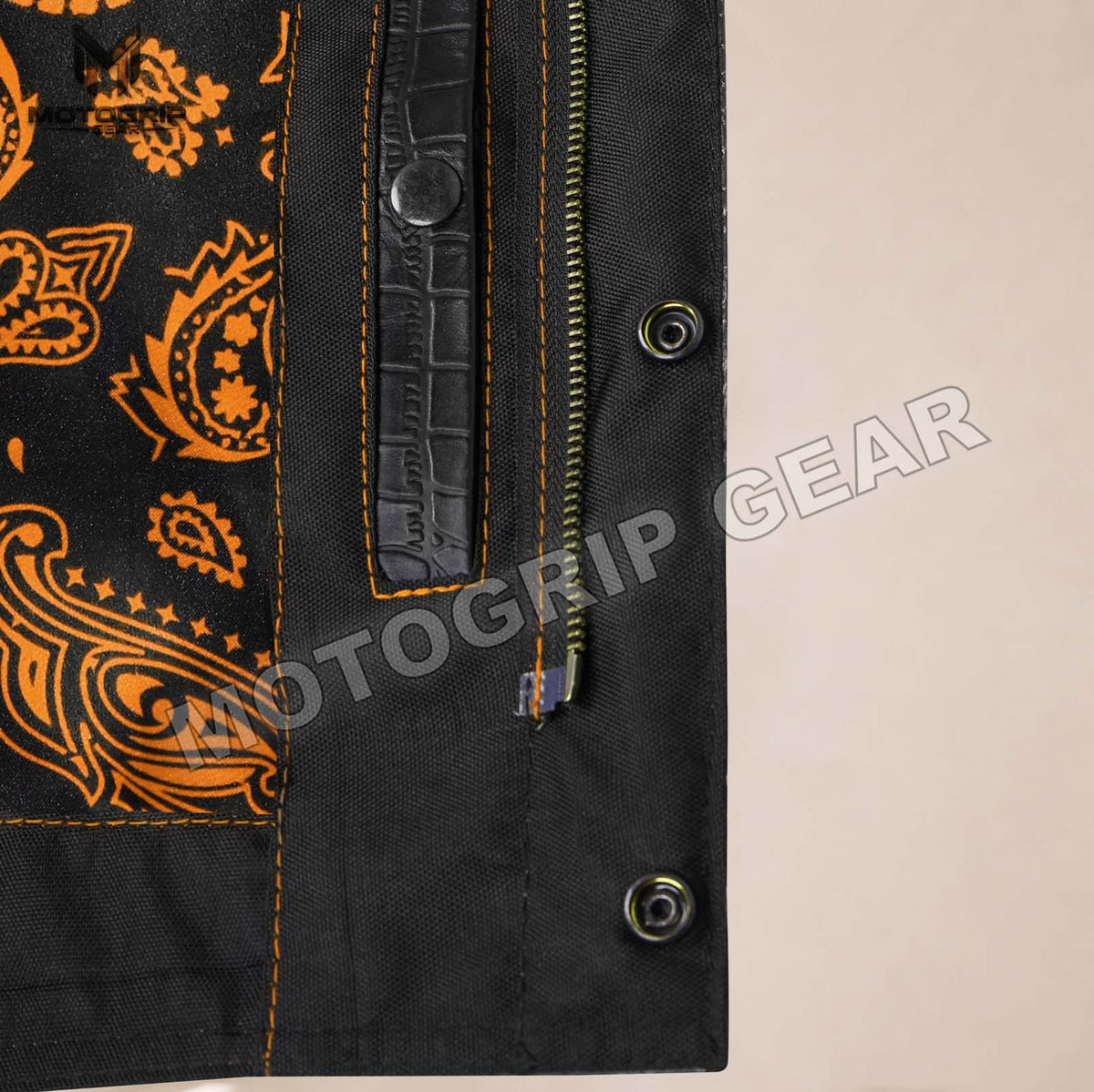Men’s Crocodile Embossed Cowhide Leather Motorcycle Vest – Contrast Stitch Biker Club Vest