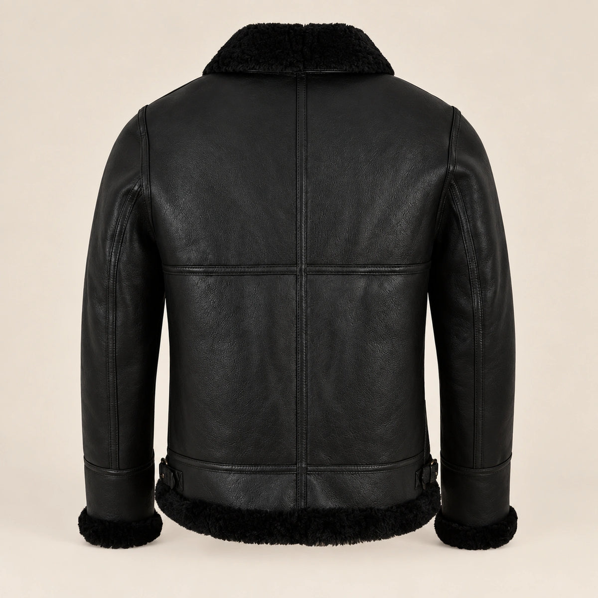 Back product view of the Aldridge Men's Black RAF B3 Sheepskin Aviator Jacket