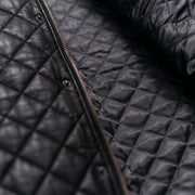 Ardenwick men's black diamond-quilted leather jacket, close up view