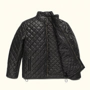 Ardenwick men's black diamond-quilted leather jacket, inner view