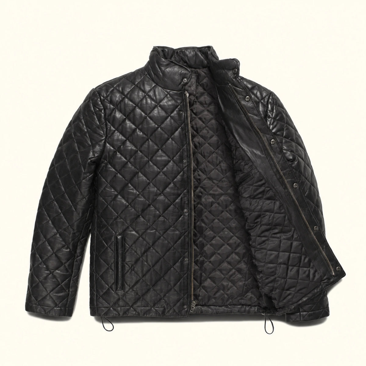 Ardenwick men's black diamond-quilted leather jacket, inner view