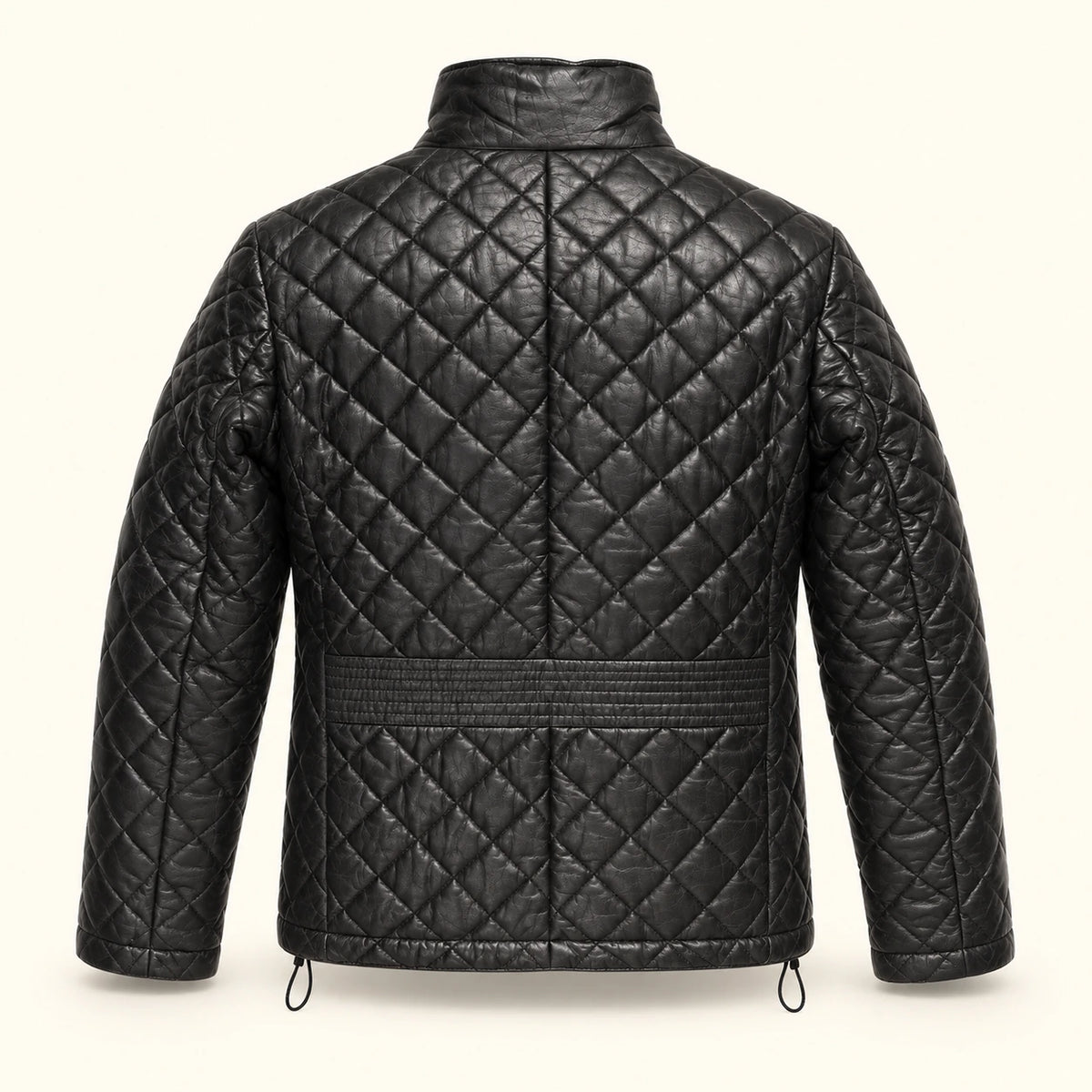 Ardenwick men's black diamond-quilted leather jacket, product back view
