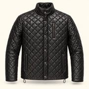 Ardenwick men's black diamond-quilted leather jacket, product front view