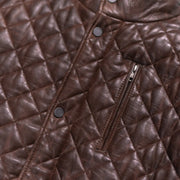 Ardenwick men's mahogany brown diamond-quilted leather jacket, close up view