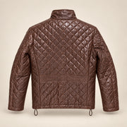 Ardenwick men's mahogany brown diamond-quilted leather jacket, product back view