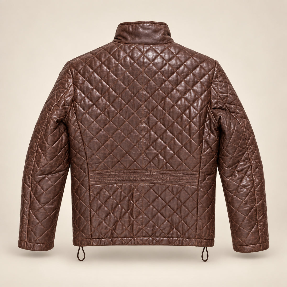 Ardenwick men's mahogany brown diamond-quilted leather jacket, product back view