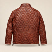 Ardenwick men's whiskey brown diamond-quilted leather jacket, product back view