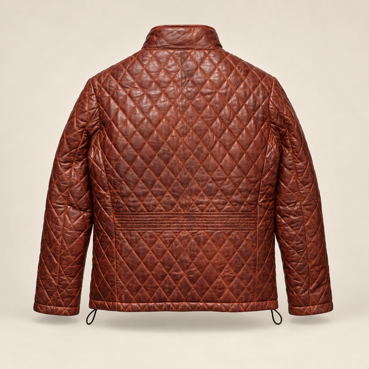Ardenwick men's whiskey brown diamond-quilted leather jacket, product back view