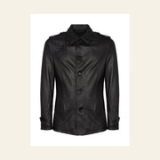 Ashbourne Men's Black Lightweight Lambskin Trench Jacket product front