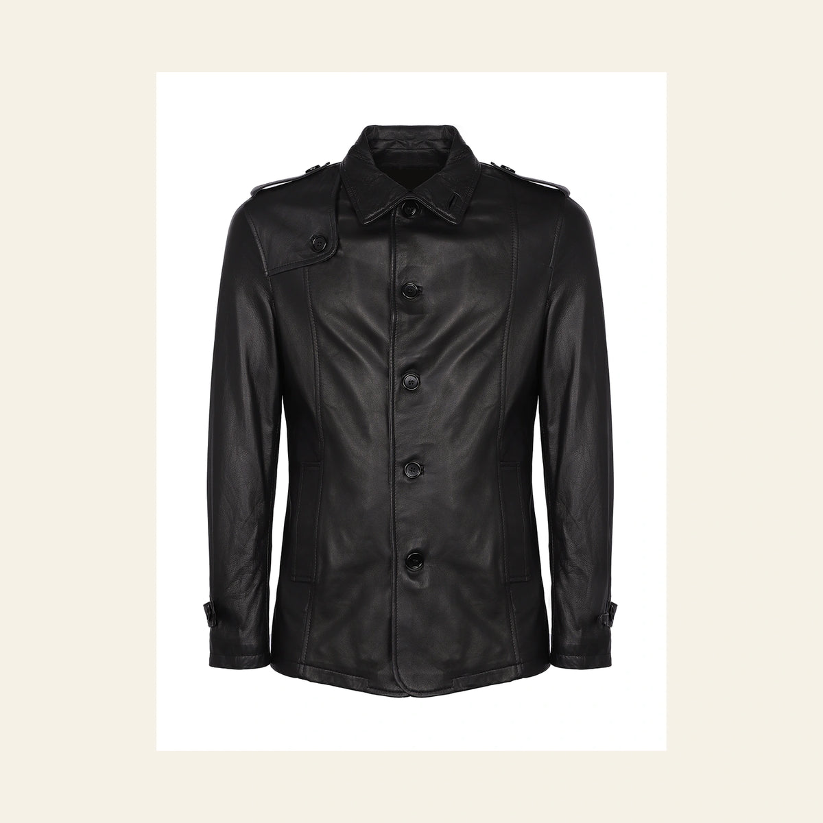 Ashbourne Men's Black Lightweight Lambskin Trench Jacket product front