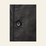 Ashbourne Men's Black Lightweight Lambskin Trench Jacket hardware and stitching detail