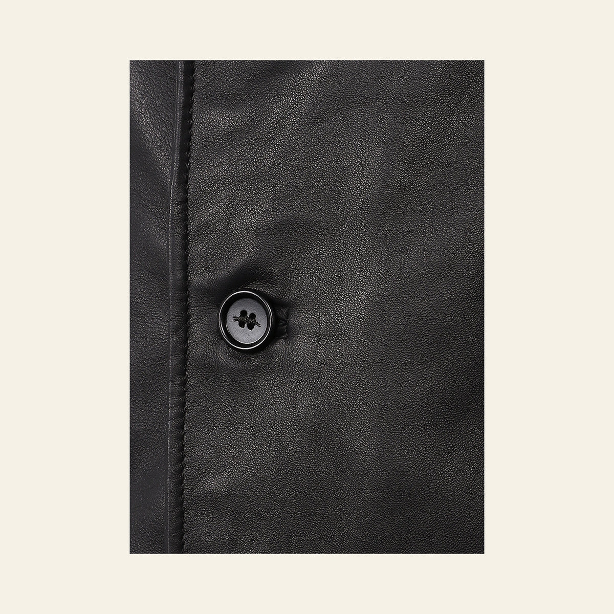 Ashbourne Men's Black Lightweight Lambskin Trench Jacket hardware and stitching detail