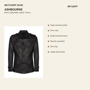 Ashbourne Men's Black Lightweight Lambskin Trench Jacket key features