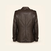 Ashbourne Men's Chocolate Lightweight Lambskin Trench Jacket product back