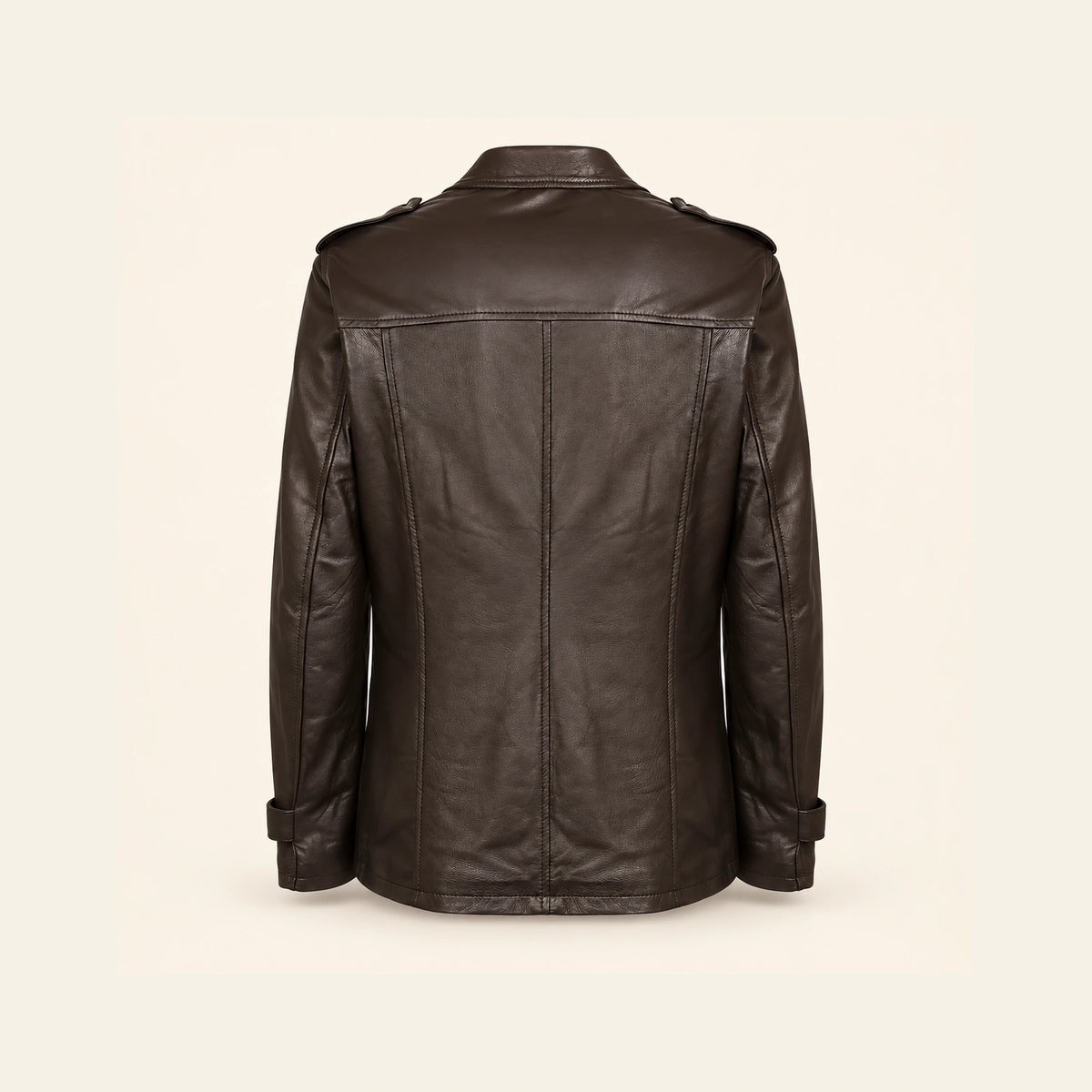 Ashbourne Men's Chocolate Lightweight Lambskin Trench Jacket product back
