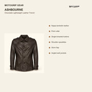 Ashbourne Men's Chocolate Lightweight Lambskin Trench Jacket key features