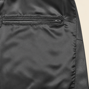 Black men's point-collar lambskin leather jacket, inner.