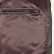Chocolate Brown men's point-collar lambskin leather jacket, inner.