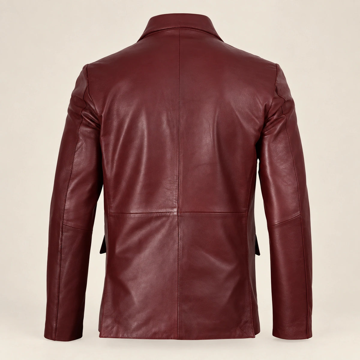 MOTOGRIP Bordeauxvale men's Burgundy Sheepskin Leather Blazer, back view.