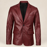 MOTOGRIP Bordeauxvale men's Burgundy Sheepskin Leather Blazer, front view.