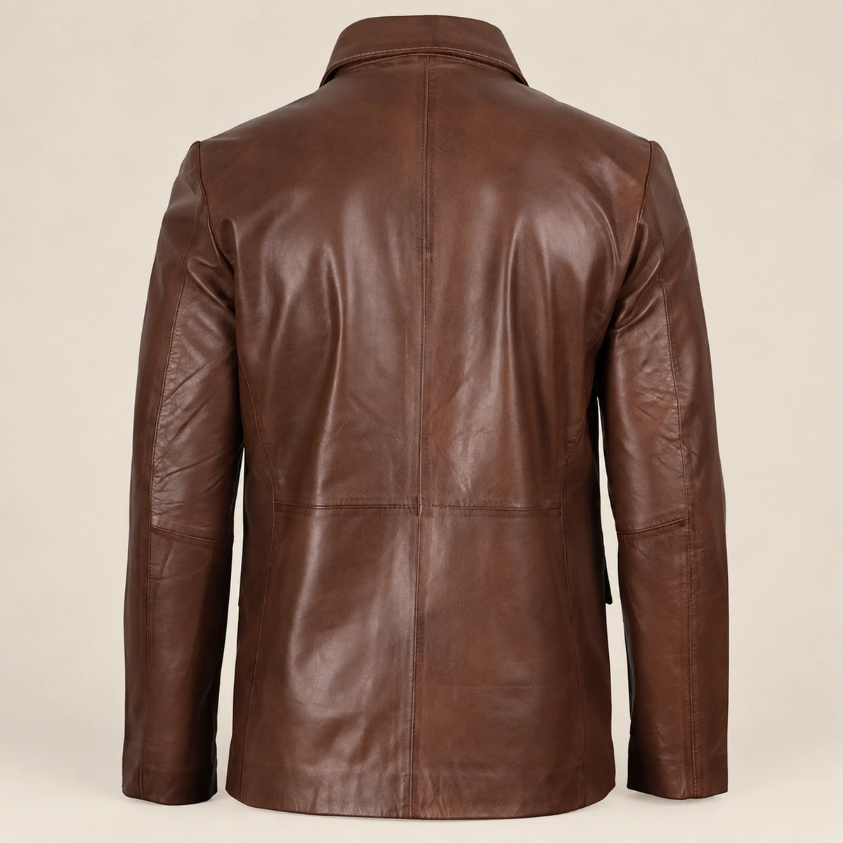 MOTOGRIP Bramblewax men's Brown Wax Sheepskin Leather Blazer, back view.