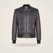 Branton Men's Classic Lambskin Leather Bomber Jacket in black product front