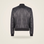 Branton Men's Classic Lambskin Leather Bomber Jacket in black product back