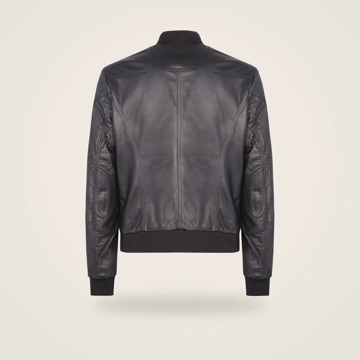 Branton Men's Classic Lambskin Leather Bomber Jacket in black product back