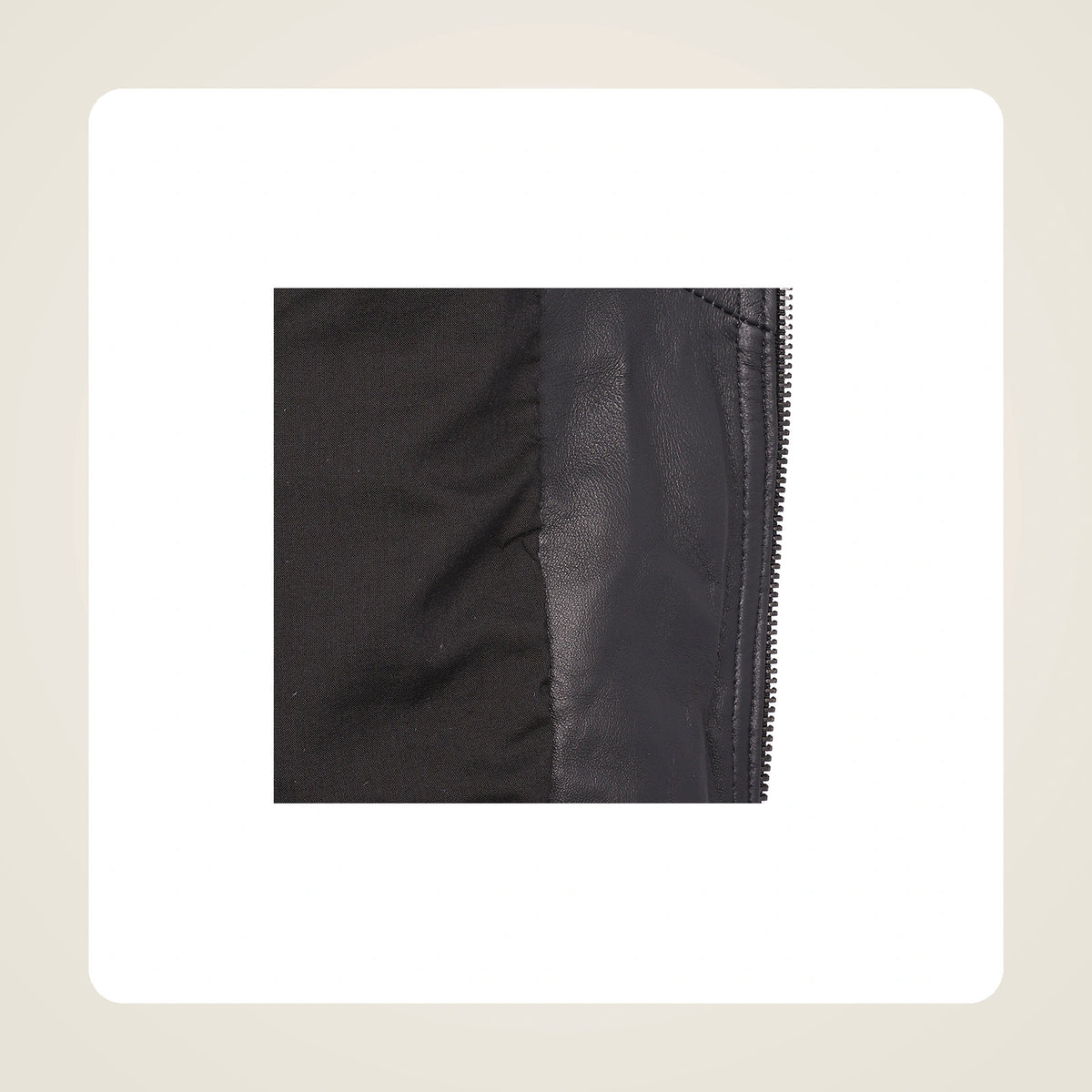 Branton Men's Classic Lambskin Leather Bomber Jacket pocket hem and leather finish detail