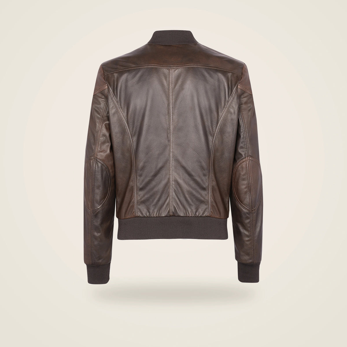 Branton Men's Classic Lambskin Leather Bomber Jacket in dark brown product back
