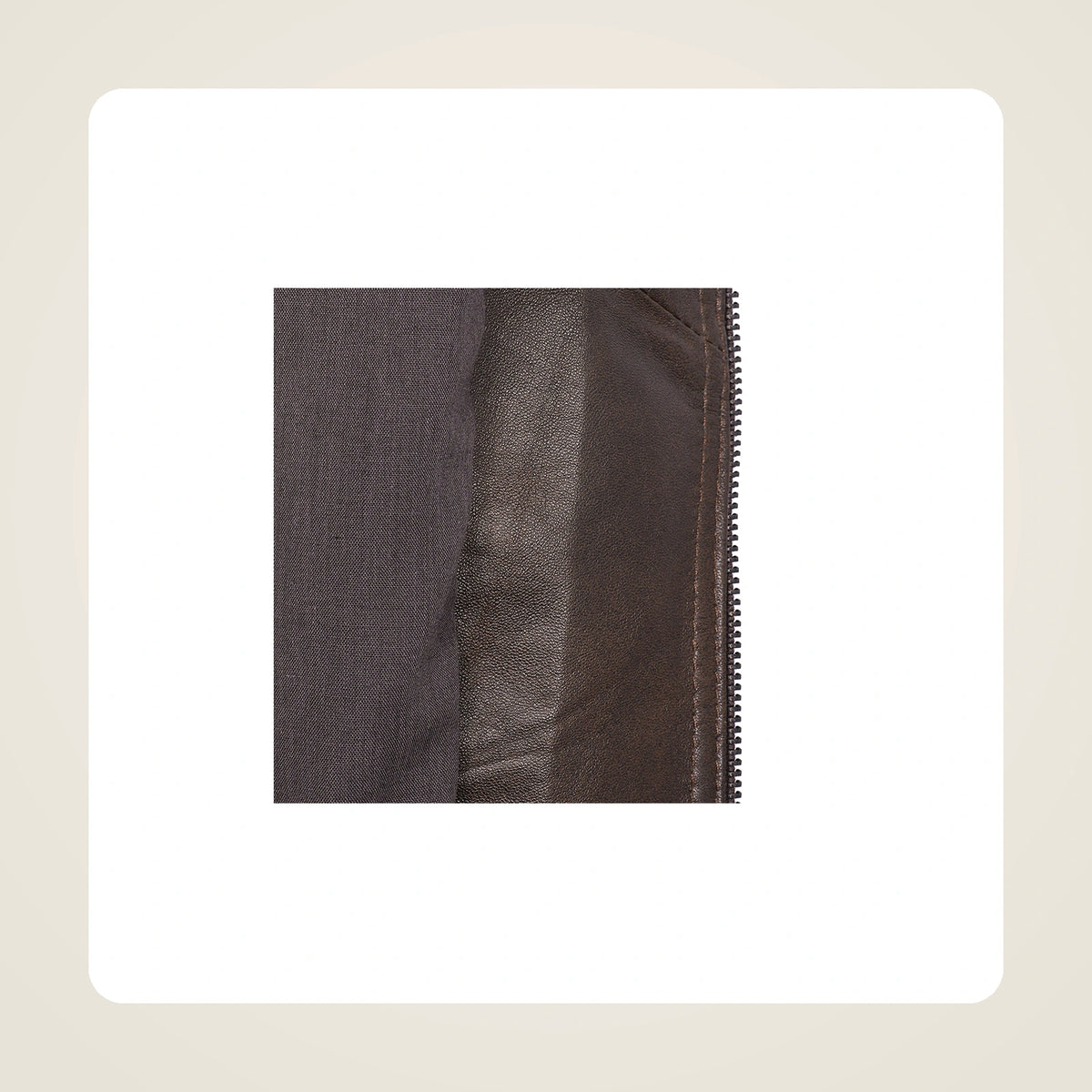 Branton Men's Classic Lambskin Leather Bomber Jacket pocket hem and leather finish detail