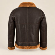 Back product view of the Bromley Men's Dark Brown & Ginger B3 Shearling Jacket